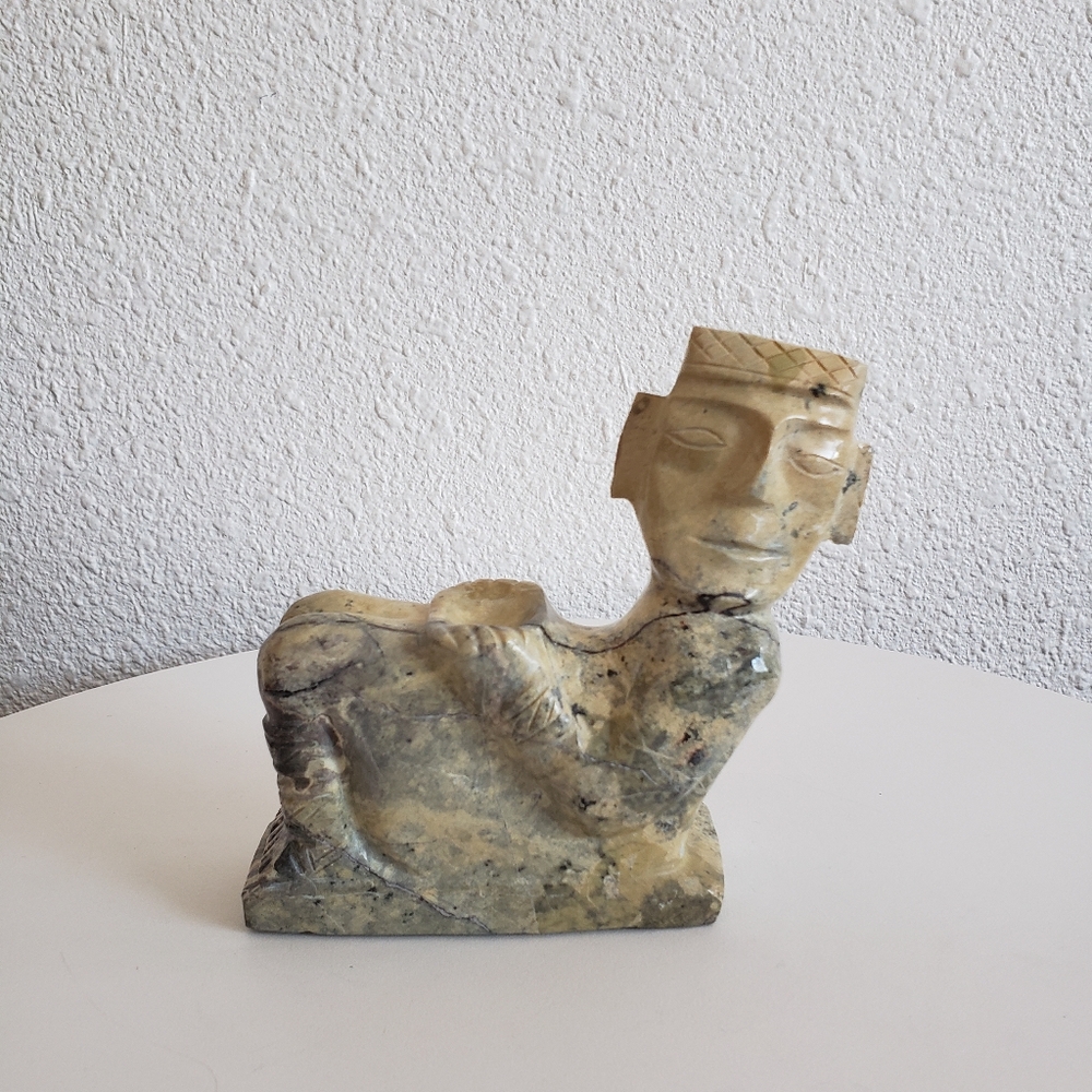 #Chacmool Figurine Aztec Precolumbian Era Form of Statue Marbled Craft Vtg
